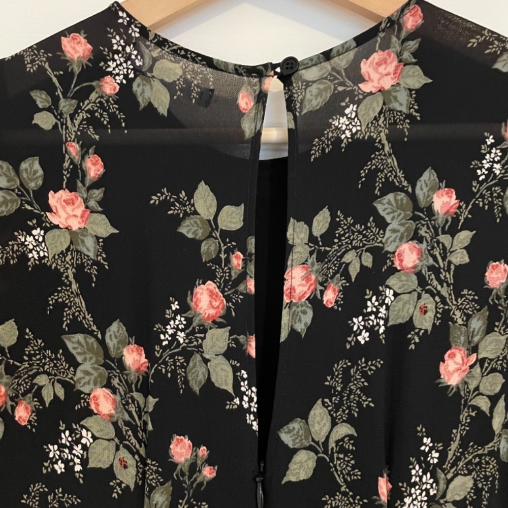 Reformation Gracie Black Floral Mini Dress with Pink & Green Accents - Picture 7 of 7